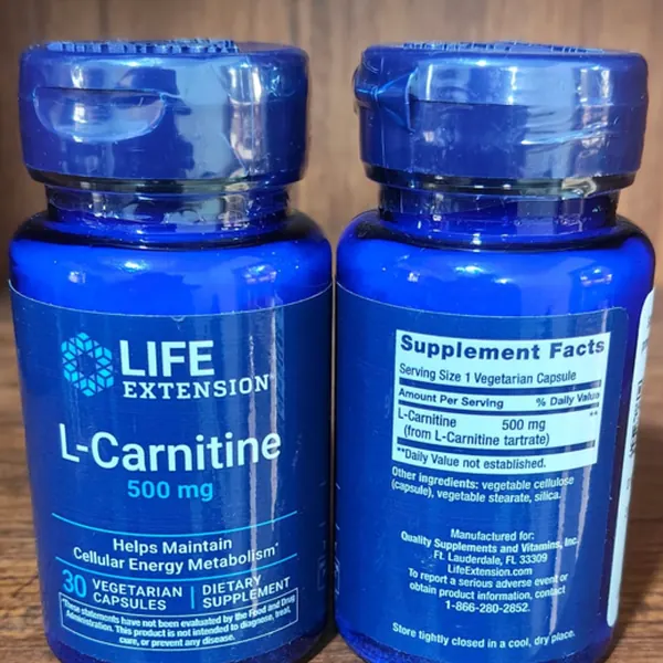 L-Carnitine 500 mg by Life Extension — 30 vegetarian capsules