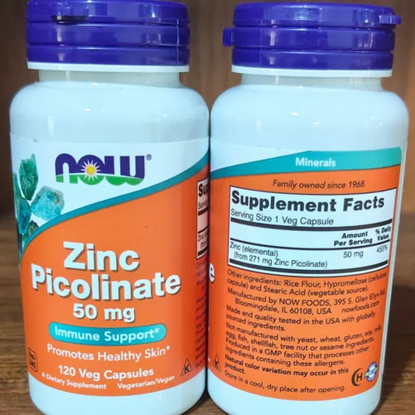 Zinc Picolinate 50 mg by NOW Foods — 120 veg capsules