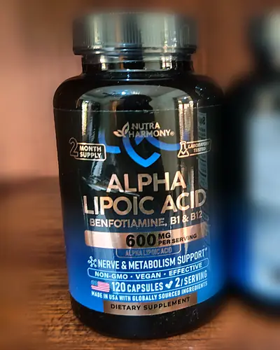 Alpha Lipoic Acid 600 mg with Benfotiamine, B1 & B12 by Nutra Harmony
